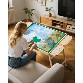 1500 stykke puslespilsbord med foldeben, 4 skuffer og låg