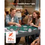 Foldable Poker Table, 7 Player 1828.8 mm Folding Casino Leisure Table with Padded Rails & Cup Holders, Semi-oval Portable Game T