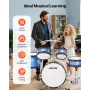 Kids Drum Set, 5-Piece 14 in / 355.6 mm Junior Drum Sets, Beginner Drums Set with Adjustable Throne and Two Pairs of Drumsticks,