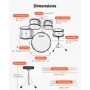 Kids Drum Set, 5-Piece 16 in / 406.4 mm Junior Drum Sets, Beginner Drums Set with Adjustable Throne and Two Pairs of Drumsticks,
