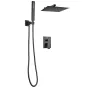 Shower Faucet Set, Rainfall Bathroom Shower System with 12-Inch (30.5cm) Square Rain Shower Head and Handheld Spray, Wall Mounte