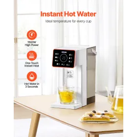 VEVOR Instant Hot Water Dispenser, Countertop Boiling Water Dispenser with Adjustable 6 Temps & 8 Water Volumes, 101oz(3L) Remov
