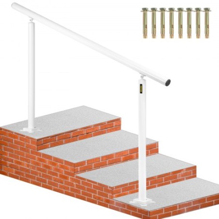 Stair Railing Kit, 5 FT Handrails for Outdoor 0-5 Steps, Adjustable Angle White Aluminum Stair Handrail, Indoor & Outdoor