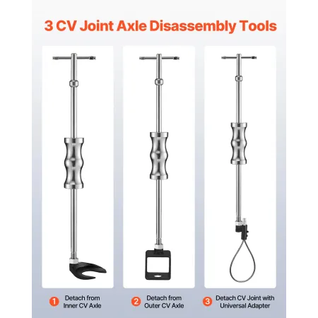 Inner CV Axle Puller Tool Set with Slide Hammer & 49mm 64.5mm CV Joint Fork Adapter, Inner CV Joint Removal Tool Kit, Heavy Duty
