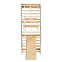 Swedish Ladder Wall Gym, 8-in-1 15 Levels Solid Wood Indoor Jungle Gym, 220LBS Wall Stall Bars Climbing Playset with Wall Ladder