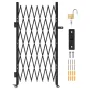 VEVOR Single Folding Security Gate, Lockable Scissor Gate with 360° Swivel Casters, Outdoor Barricade Steel Retractable Gates, f
