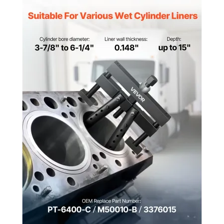 VEVOR Universal Cylinder Liner Puller Assembly, Used for Mack Cummins Cat on Wet Liner from 98.43 mm to 158.75 mm Bore, Diesel E