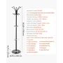 VEVOR Freestanding Coat Rack, Metal Coats Rack Stand with Umbrella Holder, Stable Marble Base & 14 Hooks, Hall Coat Tree for Ent