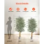 180cm Artificial Ficus Tree with Black Pot, Tall Faux Ficus Plant with Natural Wood Trunk and Realistic Green Leaves, Indoor Fak