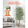 VEVOR 180cm Artificial Ficus Tree with Black Pot, Tall Faux Ficus Plant with Natural Wood Trunk and Realistic Green Leaves, Indo