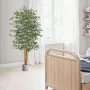 180cm Artificial Ficus Tree with Black Pot, Tall Faux Ficus Plant with Natural Wood Trunk and Realistic Green Leaves, Indoor Fak