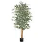 VEVOR 180cm Artificial Ficus Tree with Black Pot, Tall Faux Ficus Plant with Natural Wood Trunk and Realistic Green Leaves, Indo