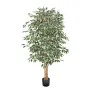 VEVOR 180cm Artificial Ficus Tree with Black Pot, Tall Faux Ficus Plant with Natural Wood Trunk and Realistic Green Leaves, Indo