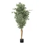 VEVOR 180cm Artificial Ficus Tree with Black Pot, Tall Faux Ficus Plant with Natural Wood Trunk and Realistic Green Leaves, Indo