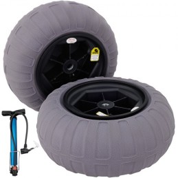 Beach Balloon Wheels, 15.7" Replacement Sand Tires, TPU Cart Tires for Kayak Dolly, Canoe Cart and Buggy w/ Free Air Pump,