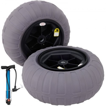 Beach Balloon Wheels, 15.7" Replacement Sand Tires, TPU Cart Tires for Kayak Dolly, Canoe Cart and Buggy w/ Free Air Pump,