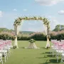 Garden Arbor, 2.4 (H) x 2.5 (W) x 0.4 (D) m Metal Archway, Sturdy Outdoor Trellis Arch with Stakes, Easy to Assemble, Pergola Ar