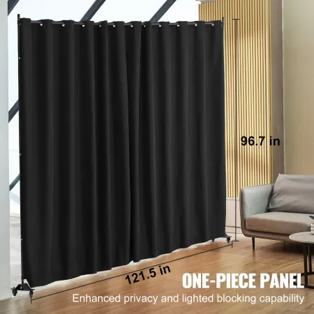 Room Divider, Portable Panel Room Divider with Wheels Curtain Divider Stand, Freestanding Room Divider Privacy Screen for Office