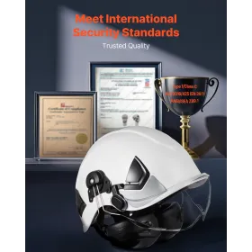 Industrial Safety Helmet, ANSI/ISEA Z89.1 Approved ABS Hard Hat with Visor & Earmuffs, 6-Point Ratchet Suspension, Adjustable Ve