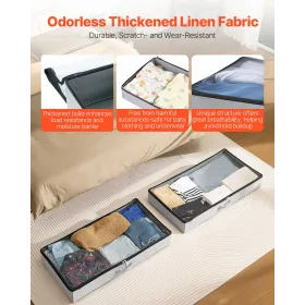 VEVOR Under Bed Storage with Clear Lids, 850 x 430 x 120 mm, 45L Large Underbed Clothes Storage Containers, Low Profile Under Be