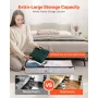 Under Bed Storage with Clear Lids, 850 x 430 x 120 mm, 45L Large Underbed Clothes Storage Containers, Low Profile Under Bed Draw