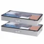 Under Bed Storage with Clear Lids, 850 x 430 x 120 mm, 45L Large Underbed Clothes Storage Containers, Low Profile Under Bed Draw