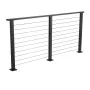 198 cm Complete Cable Railing Kit with Post, 89 cm Tall Matte Black Stainless Steel Handrail Cuttable for Outdoor/Indoor Steps, 
