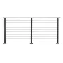 198 cm Complete Cable Railing Kit with Post, 89 cm Tall Matte Black Stainless Steel Handrail Cuttable for Outdoor/Indoor Steps, 
