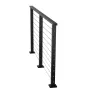198 cm komplet kabelgelændersæt med stolpe, 89 cm høj matsort