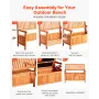 VEVOR Outdoor Storage Bench, 2-Person Wooden Storage Bench, 125L Deck Box with Side Handle, Supports up to 320 kg, Weatherproof 