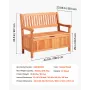 VEVOR Outdoor Storage Bench, 2-Person Wooden Storage Bench, 125L Deck Box with Side Handle, Supports up to 320 kg, Weatherproof 