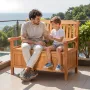 Outdoor Storage Bench, 2-Person Wooden Storage Bench, 125L Deck Box with Side Handle, Supports up to 320 kg, Weatherproof Outdoo
