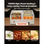 VEVOR Commercial Food Warmer, 1500W Electric Stainless Steel Steam Food Warmer with Lid, 4-Pan Fast Heating Countertop Buffet Ba