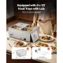 Commercial Food Warmer, 1500W Electric Stainless Steel Steam Food Warmer with Lid, 4-Pan Fast Heating Countertop Buffet Bain Mar