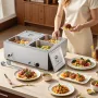 Commercial Food Warmer, 1500W Electric Stainless Steel Steam Food Warmer with Lid, 4-Pan Fast Heating Countertop Buffet Bain Mar