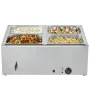 Commercial Food Warmer, 1500W Electric Stainless Steel Steam Food Warmer with Lid, 4-Pan Fast Heating Countertop Buffet Bain Mar