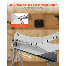 VEVOR Guillotine Shear, 1000 mm Bed Width Benchtop Cutter, Manual Hand Plate Shear for Metal Sheet Processing, with Q235 Materia