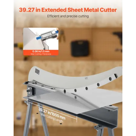 Guillotine Shear, 1000 mm Bed Width Benchtop Cutter, Manual Hand Plate Shear for Metal Sheet Processing, with Q235 Material, Hig