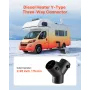 Diesel Heater Connector, 75mm Diesel Heater Duct Connector Accessories, 3-Way Y Branch Diesels Heaters Air Vent Duct with 2 90° 