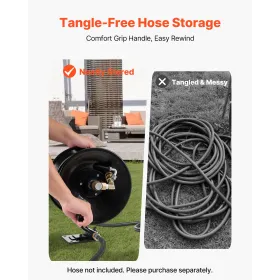VEVOR Pressure Washer Hose Reel, 15.2 m x 9.5 mm Heavy-Duty Steel Bracket-Mounted Pressure Hose Reel, Wall/Floor/Truck Mount, 40