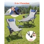 VEVOR Reclining Camping Chair, 4 Adjustable Positions, Portable Folding Lounger for Adults, Mesh Beach Chair with Footrest & Plu