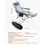 VEVOR Reclining Camping Chair, 4 Adjustable Positions, Portable Folding Lounger for Adults, Mesh Beach Chair with Footrest & Plu