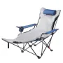 Reclining Camping Chair, 4 Adjustable Positions, Portable Folding Lounger for Adults, Mesh Beach Chair with Footrest & Plush Cus