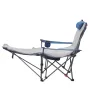 Reclining Camping Chair, 4 Adjustable Positions, Portable Folding Lounger for Adults, Mesh Beach Chair with Footrest & Plush Cus