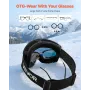 VEVOR Ski Goggles, Cylindrical Lens with Orange Revo Coating, OTG Anti fog Snow Goggles for Men Women Youth, TPU Frame & Ventila
