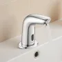 Touchless Bathroom Sink Faucet, Automatic Motion Sensor Restroom Toilet Faucet Cold Water with Hole Cover Plate, Battery Operate
