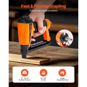VEVOR Pneumatic Staple Gun, 21 Gauge Pneumatic Upholstery Stapler for 80 Series 12.8mm Crown 6mm-16mm Length Staples, 70-110 PSI