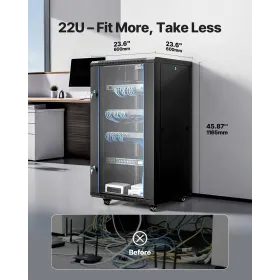VEVOR 22U Network Cabinet Wall Mount, 600 mm Depth, 136 kg Max Load Capacity Server Cabinet Rack Enclosure with Locking Tempered