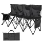 Portable Folding Bench, 4 Seat Foldable Soccer Bench with Side Pockets and Carrying Bag, Lightweight Sideline Seating with Back 