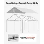 VEVOR Carport Replacement Canopy, 3 x 6 m Potable Garage Tent Top Tarp, UV-Resistant & Waterproof Car Shelter Tarp, Heavy Duty C